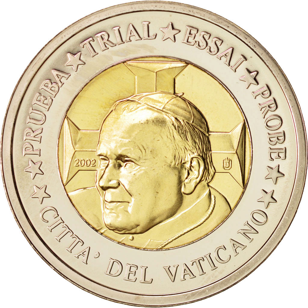 Vatican, Medal, 2 E, Essai-Trial Jean Paul II, 2002, MS(63), Bi-Metallic