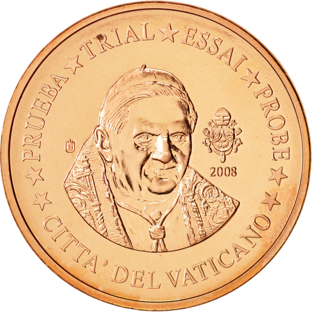 Vatican, Medal, 5 C, Essai-Trial Benoit XVI, 2008, MS(63), Copper