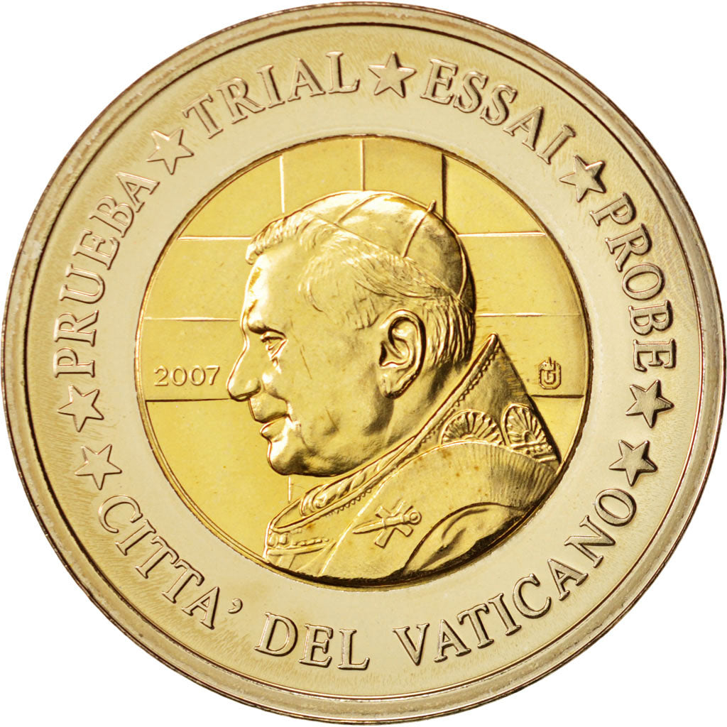 Vatican, Medal, 2 E, Essai-Trial Benoit XVI, 2007, MS(63), Bi-Metallic