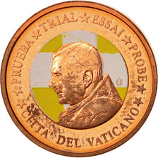 Vatikan, Medal, 1 C, Essai-Trial Benoit XVI, couleur, 2007, VZ, Kupfer