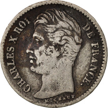 France, Charles X, 1/4 Franc, 1827, Paris, VF(20-25), Silver, KM:722.1