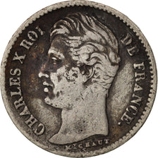 Frankreich, Charles X, 1/4 Franc, 1827, Paris, S, Silber, KM:722.1, Gadoury:353