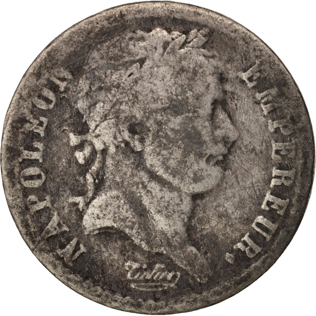 France, Napoléon I, 1/2 Franc, 1808, Perpignan, VG(8-10), Silver, KM:680.11