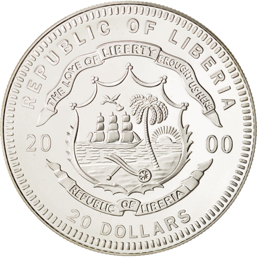 Liberia, Mission Apollo XIII, 20 Dollars, 2000, FDC, Argent