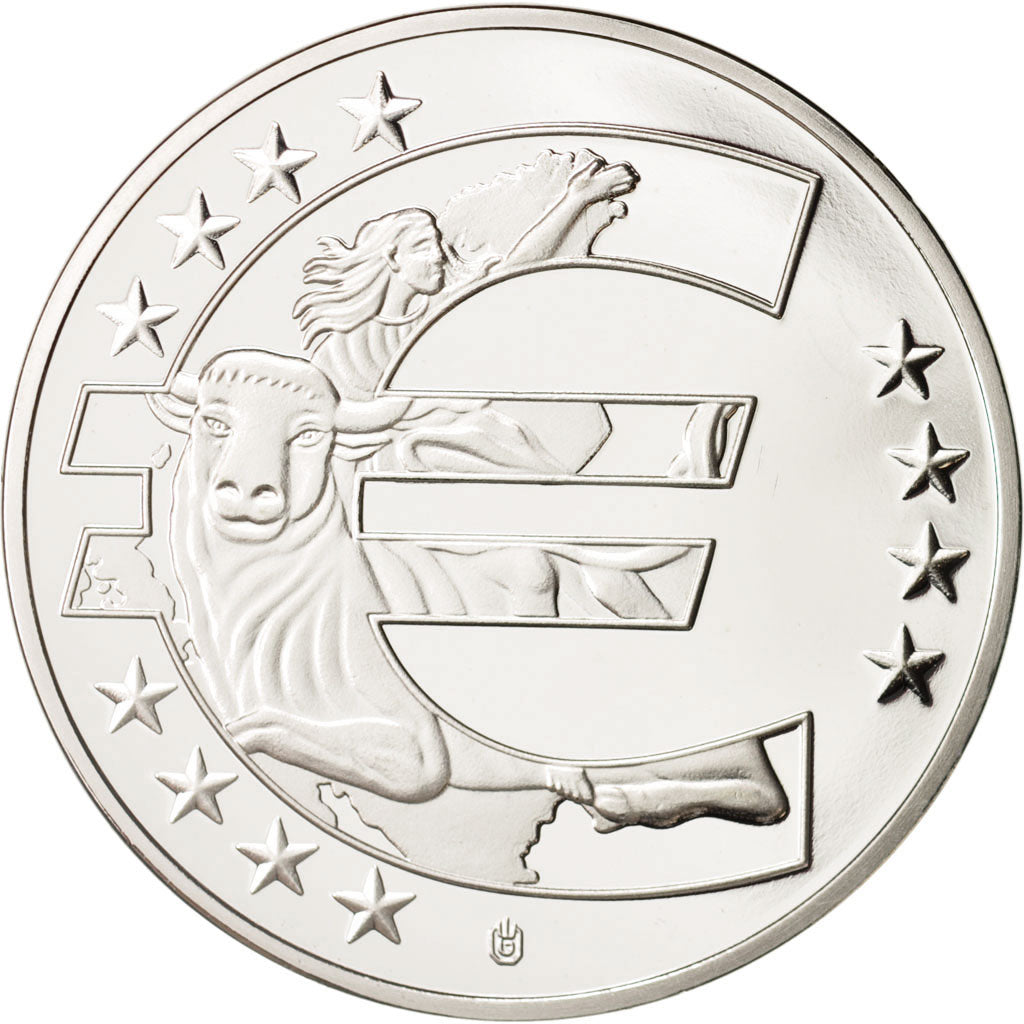 France, Medal, 10 ans de l'Euro, MS(65-70), Copper Plated Silver