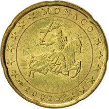 Monaco, 20 Euro Cent, 2002, AU(55-58), Brass, KM:171