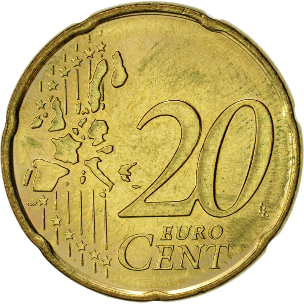 Monaco, 20 Euro Cent, 2002, AU(55-58), Brass, KM:171