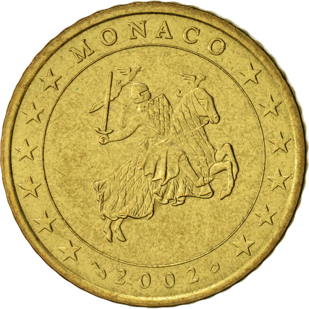 Monaco, 50 Euro Cent, 2002, AU(50-53), Brass, KM:172