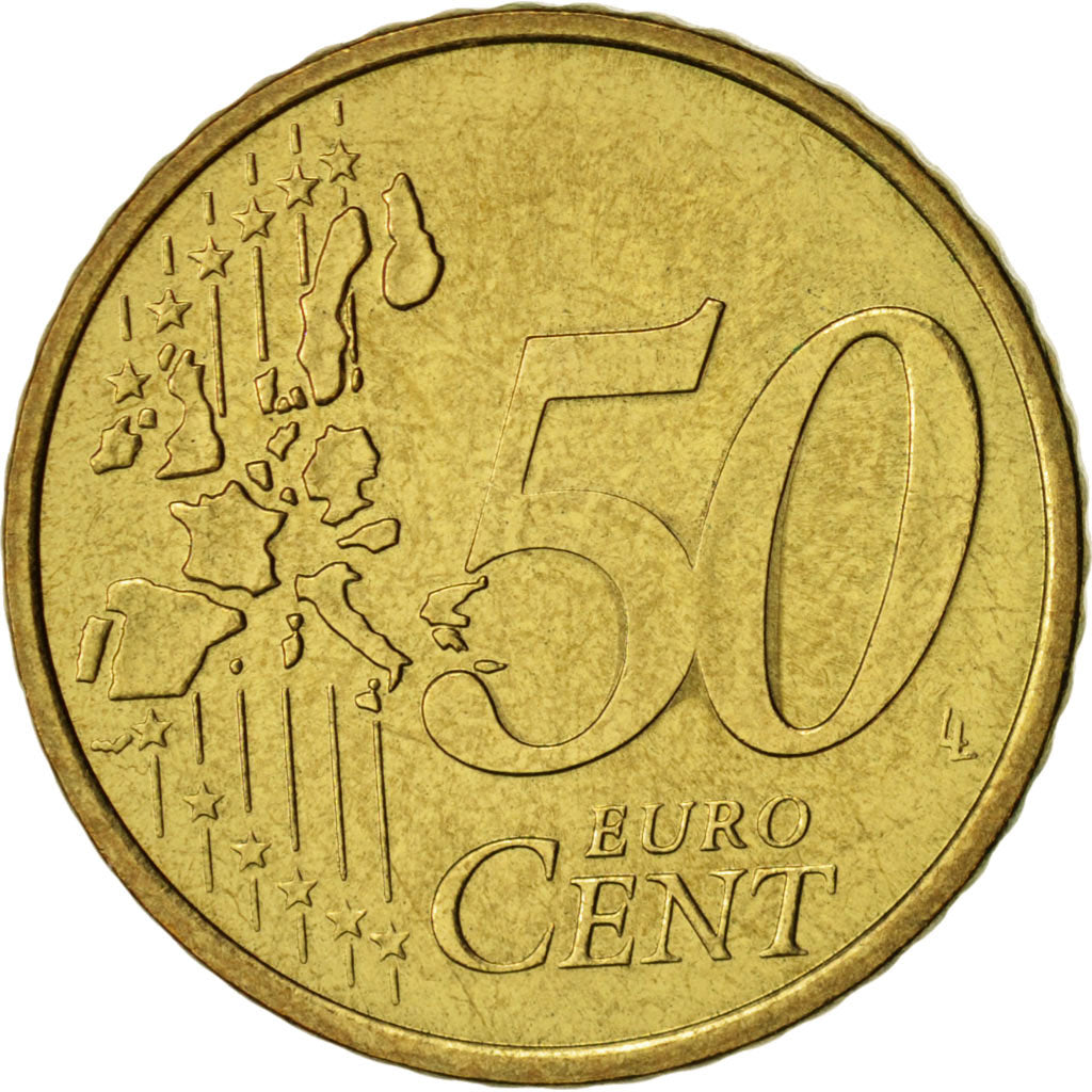 Monaco, 50 Euro Cent, 2002, AU(50-53), Brass, KM:172
