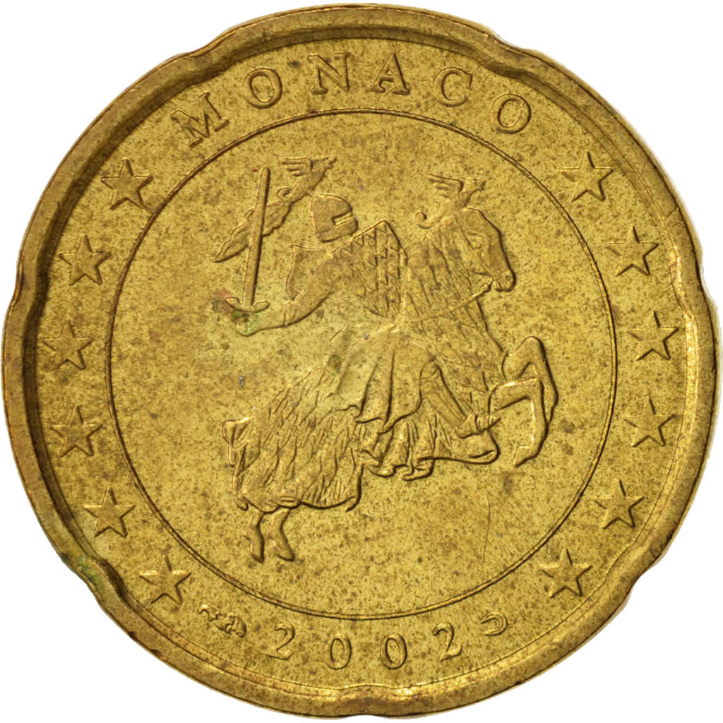 Monaco, 20 Euro Cent, 2002, BB, Ottone, KM:171