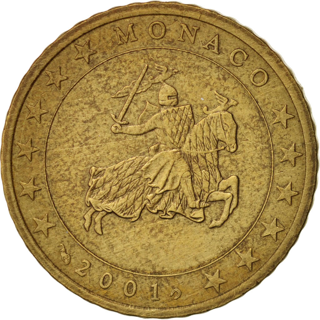 Monaco, 50 Euro Cent, 2001, SS, Brass, KM:172