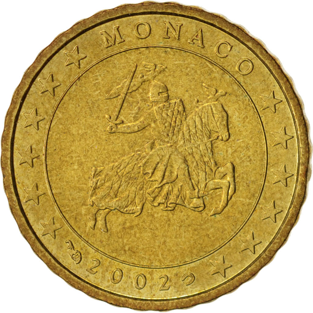 Monaco, 10 Euro Cent, 2002, VZ, Brass, KM:170