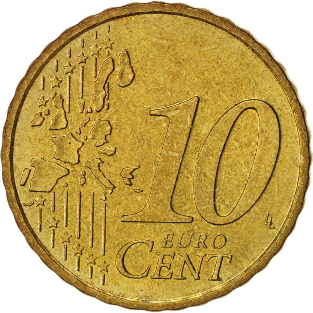 Monaco, 10 Euro Cent, 2002, VZ, Brass, KM:170
