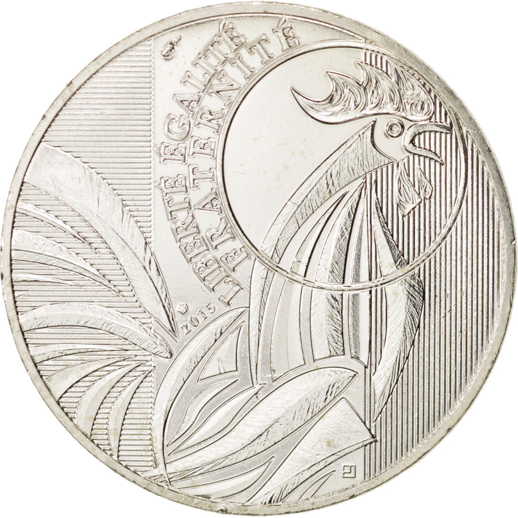 France, 10 Euro, Coq, 2015, MS(64), Silver