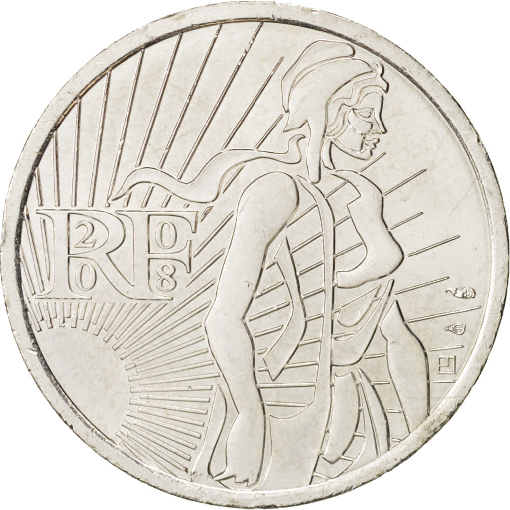 France, 5 Euro, 2008, MS(64), Silver, KM:1534