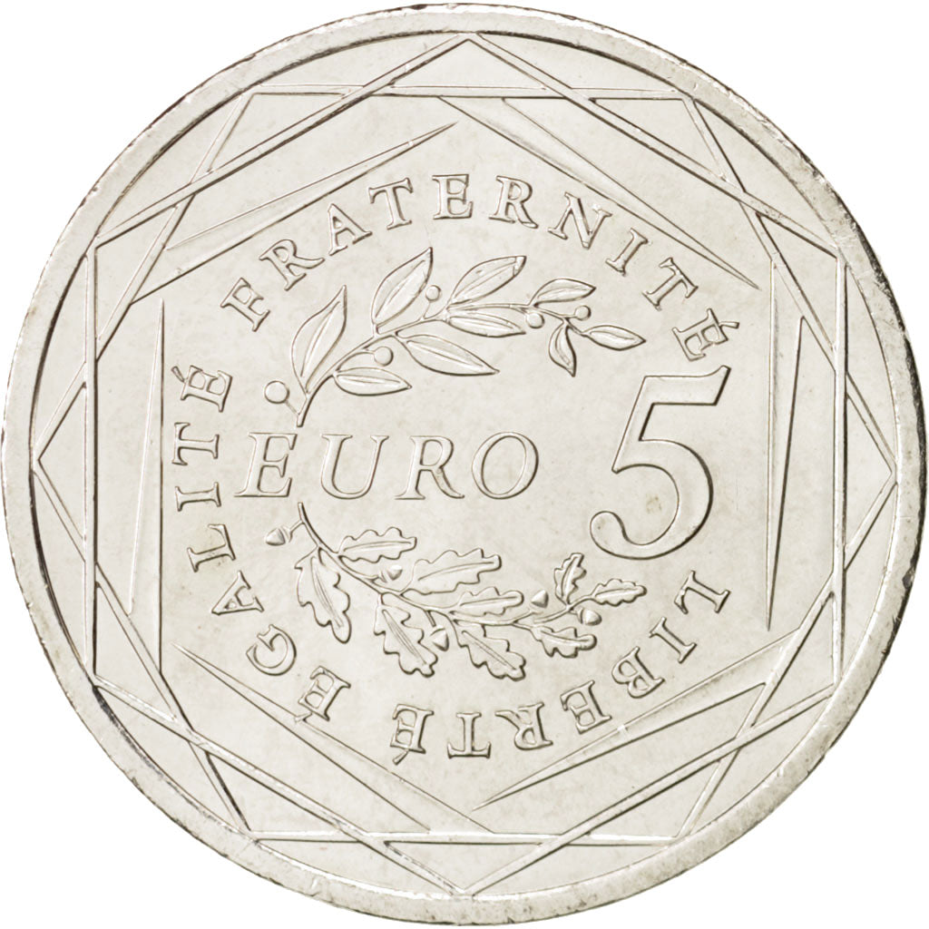 France, 5 Euro, 2008, MS(64), Silver, KM:1534