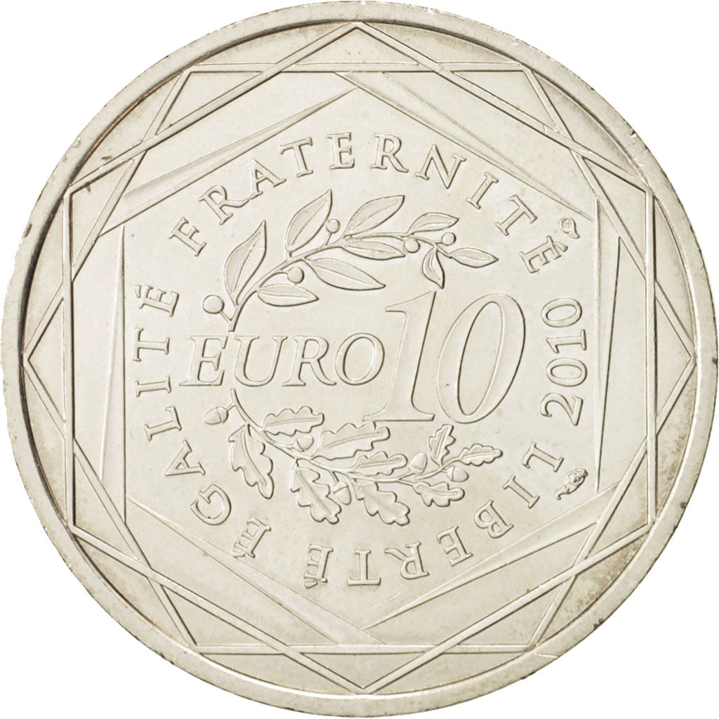 France, 10 Euro, Poitou-Charentes, 2010, MS(63), Silver, KM:1667