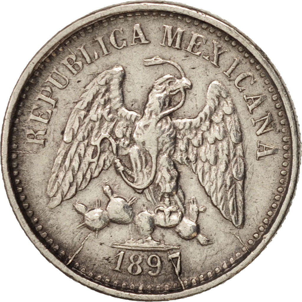Mexico, 5 Centavos, 1897, Culiacan, EF(40-45), Silver, KM:398.2