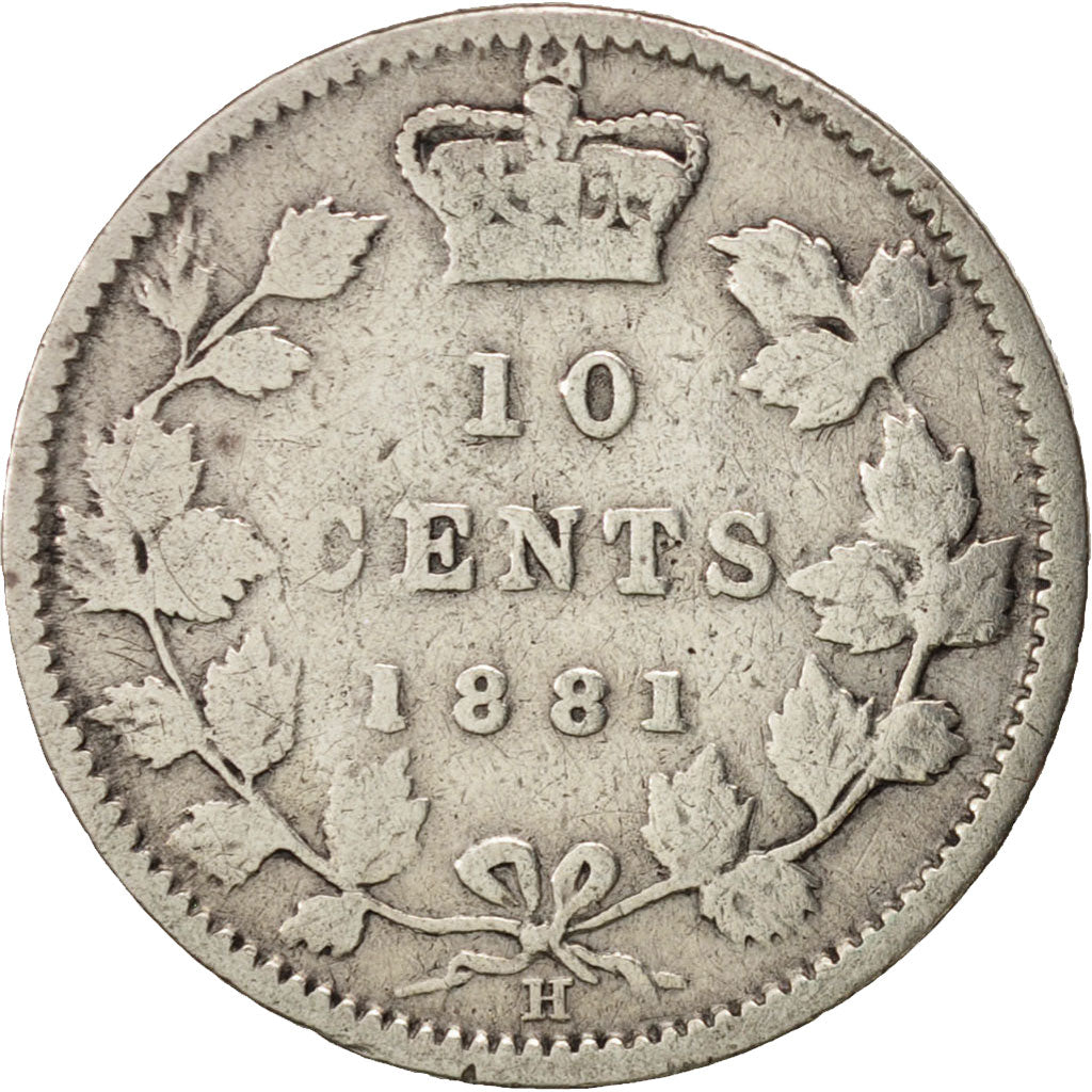 Canada, Victoria, 10 Cents, 1881, Heaton, F(12-15), Silver, KM:3