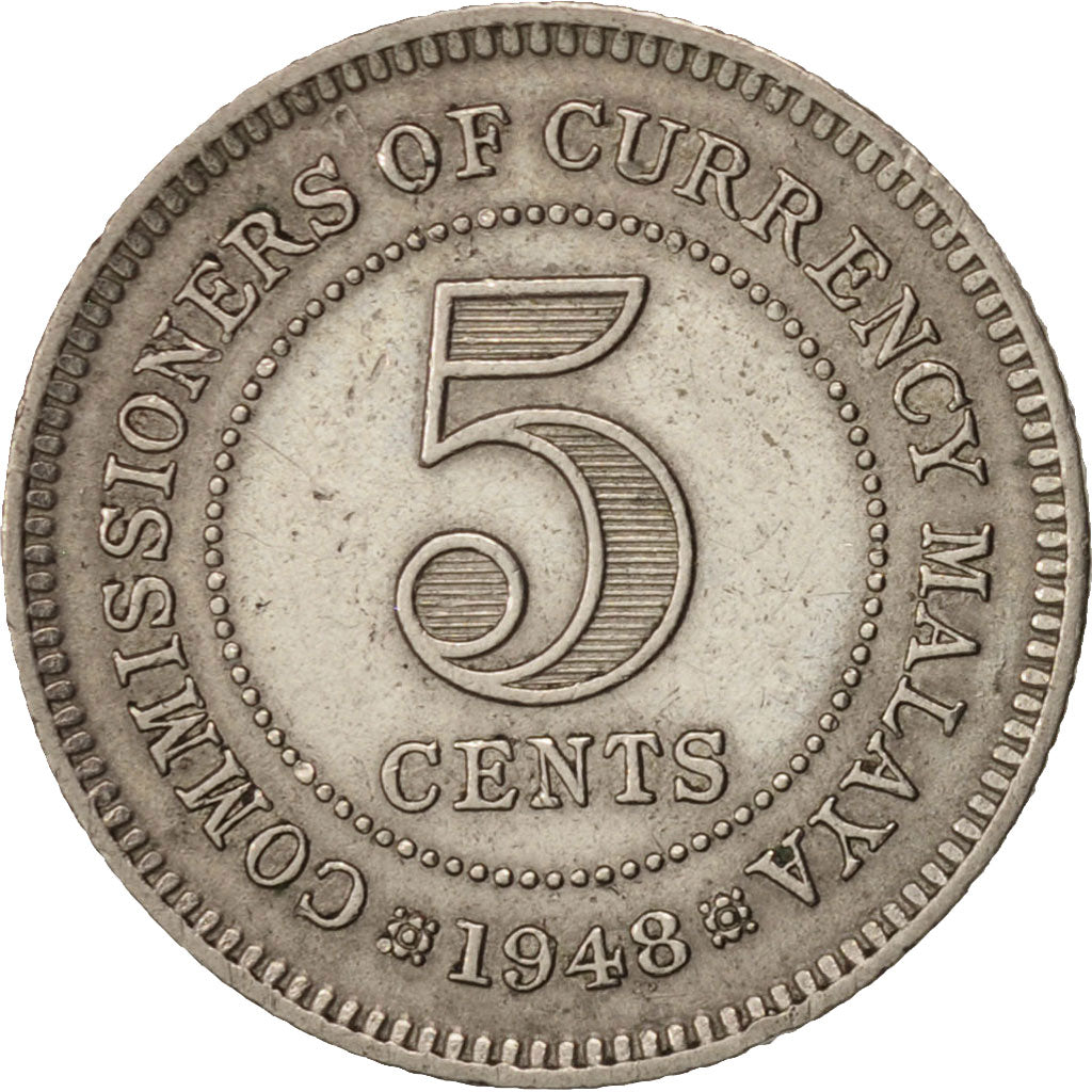 MALAYA, 5 Cents, 1948, SS, Copper-nickel, KM:7