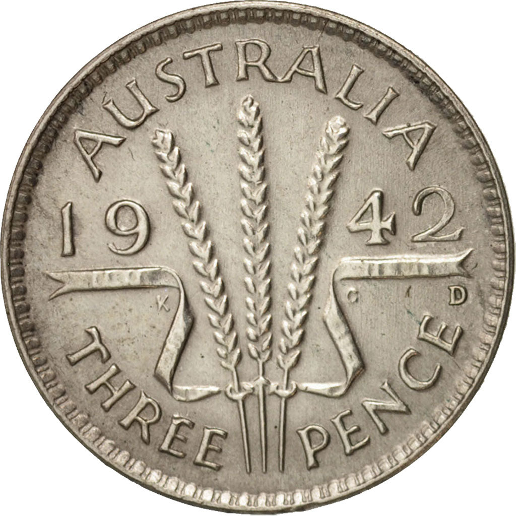 Australia, George VI, Threepence, 1942, AU(55-58), Silver, KM:37