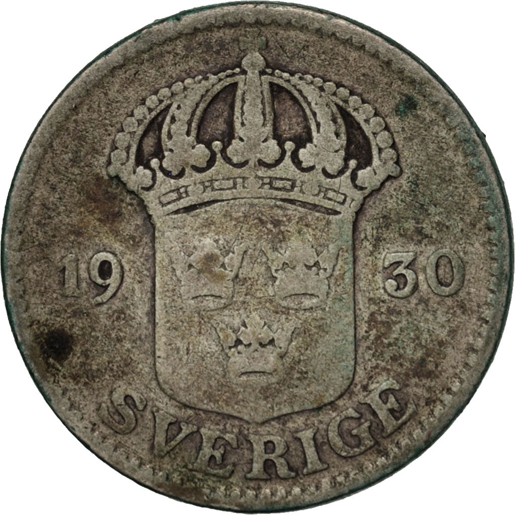 Coin, Sweden, Gustaf V, 25 Öre, 1930, VF(20-25), Silver, KM:785