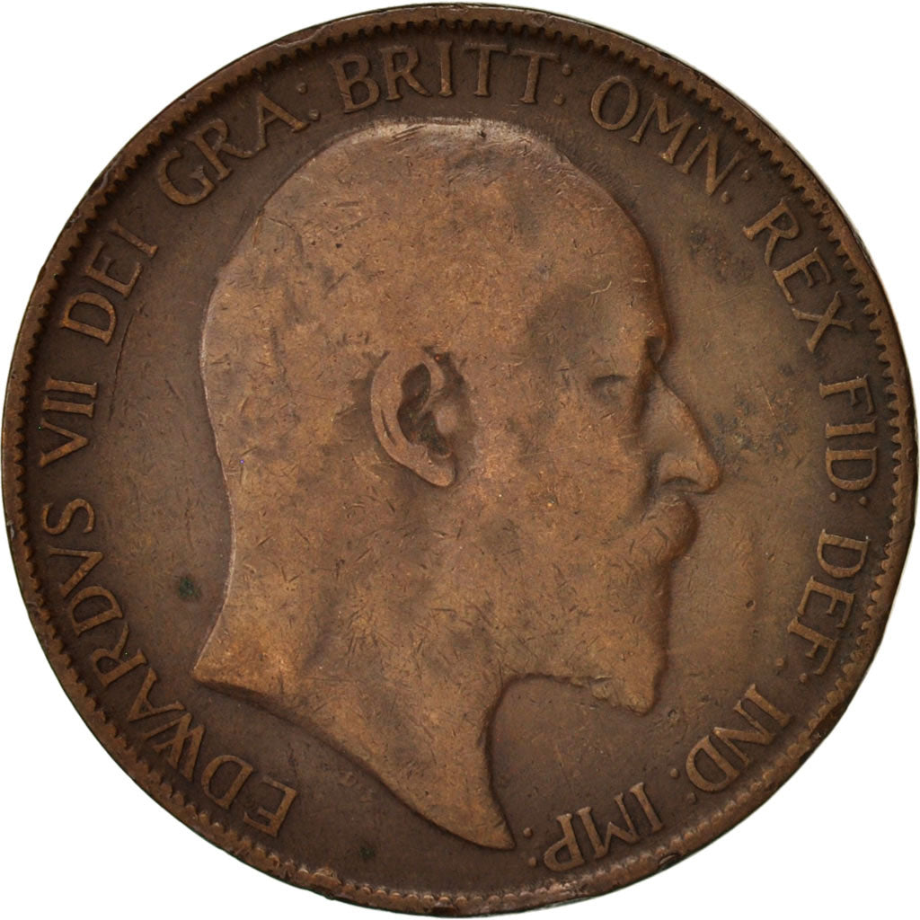 Coin, Great Britain, Edward VII, Penny, 1907, VF(30-35), Bronze, KM:794.2