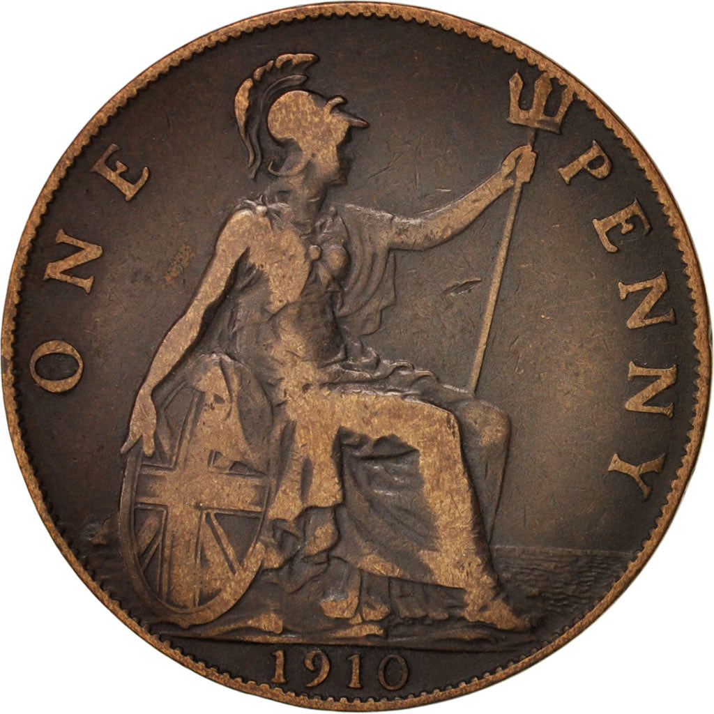 Coin, Great Britain, Edward VII, Penny, 1910, VF(30-35), Bronze, KM:794.2
