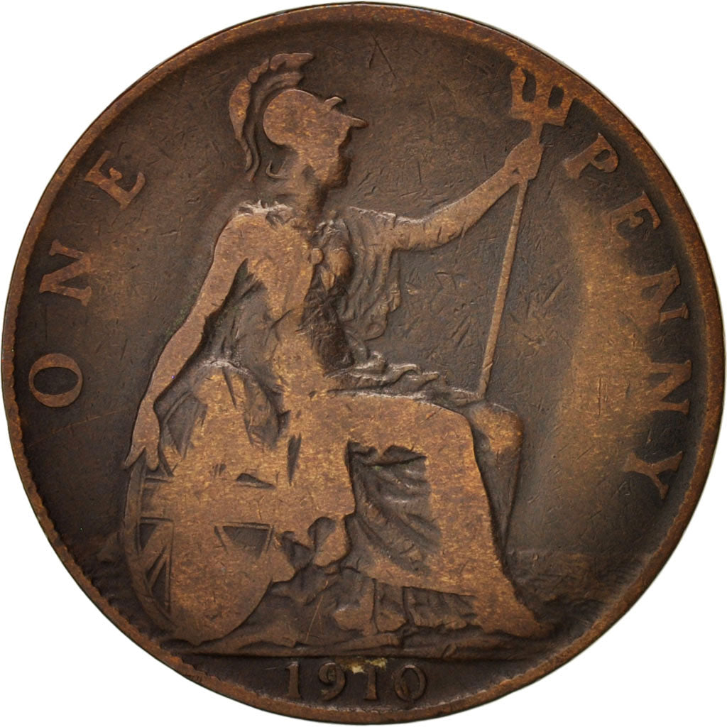 Coin, Great Britain, Edward VII, Penny, 1910, F(12-15), Bronze, KM:794.2