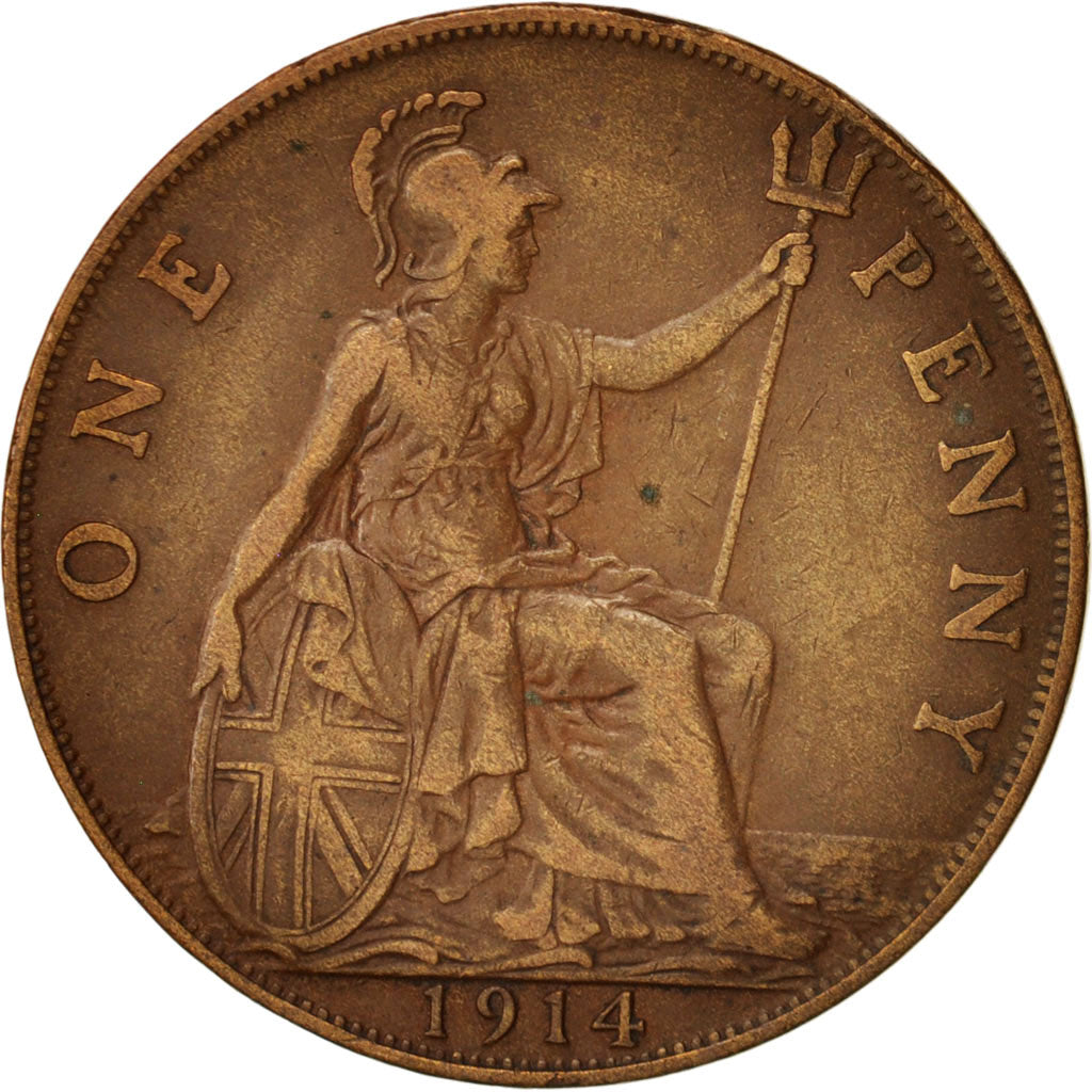 Great Britain, George V, Penny, 1914, EF(40-45), Bronze, KM:810