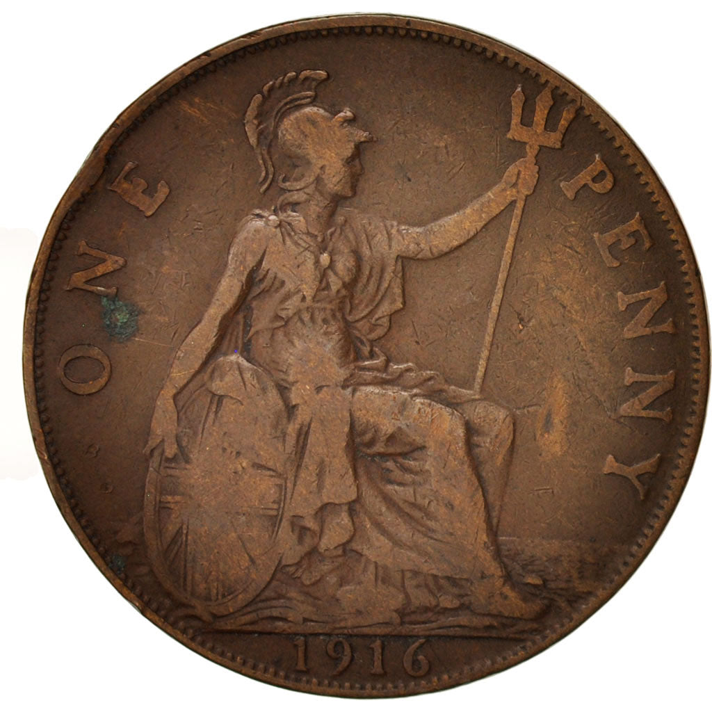 Coin, Great Britain, George V, Penny, 1916, VF(30-35), Bronze, KM:810