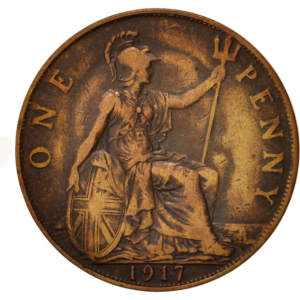 Coin, Great Britain, George V, Penny, 1917, VF(30-35), Bronze, KM:810