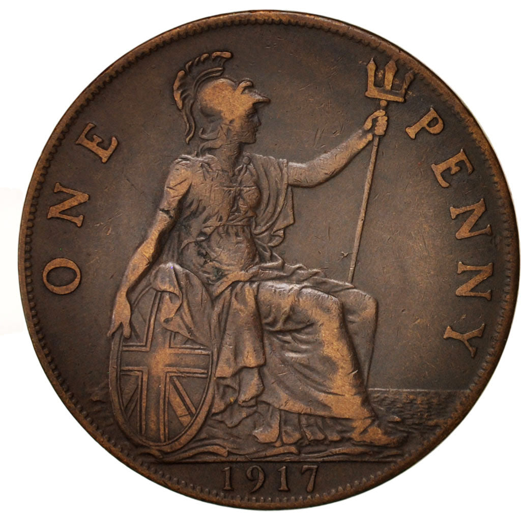 Great Britain, George V, Penny, 1917, EF(40-45), Bronze, KM:810