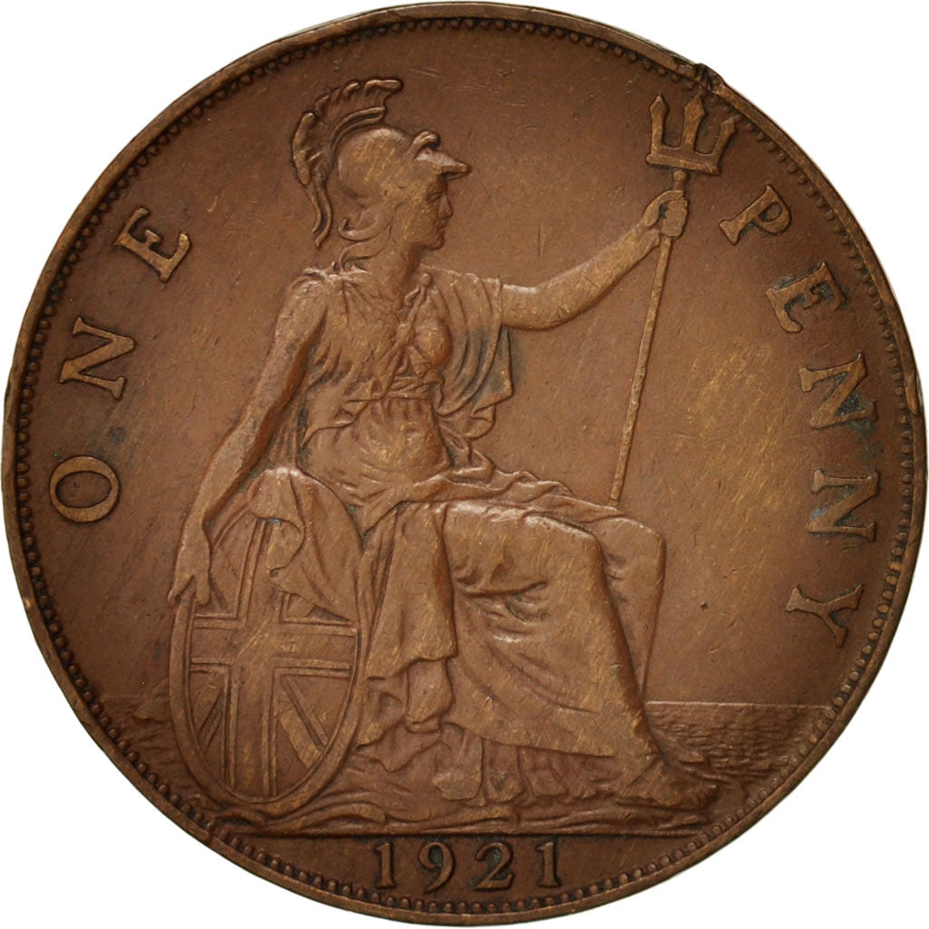 Coin, Great Britain, George V, Penny, 1921, EF(40-45), Bronze, KM:810