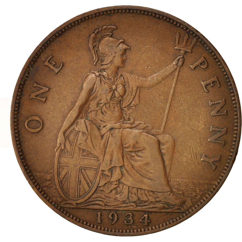 Great Britain, George V, Penny, 1934, EF(40-45), Bronze, KM:838