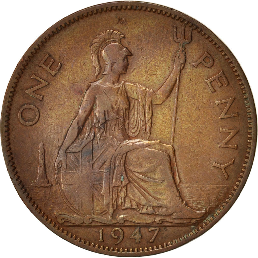 Great Britain, George VI, Penny, 1947, VF(30-35), Bronze, KM:845