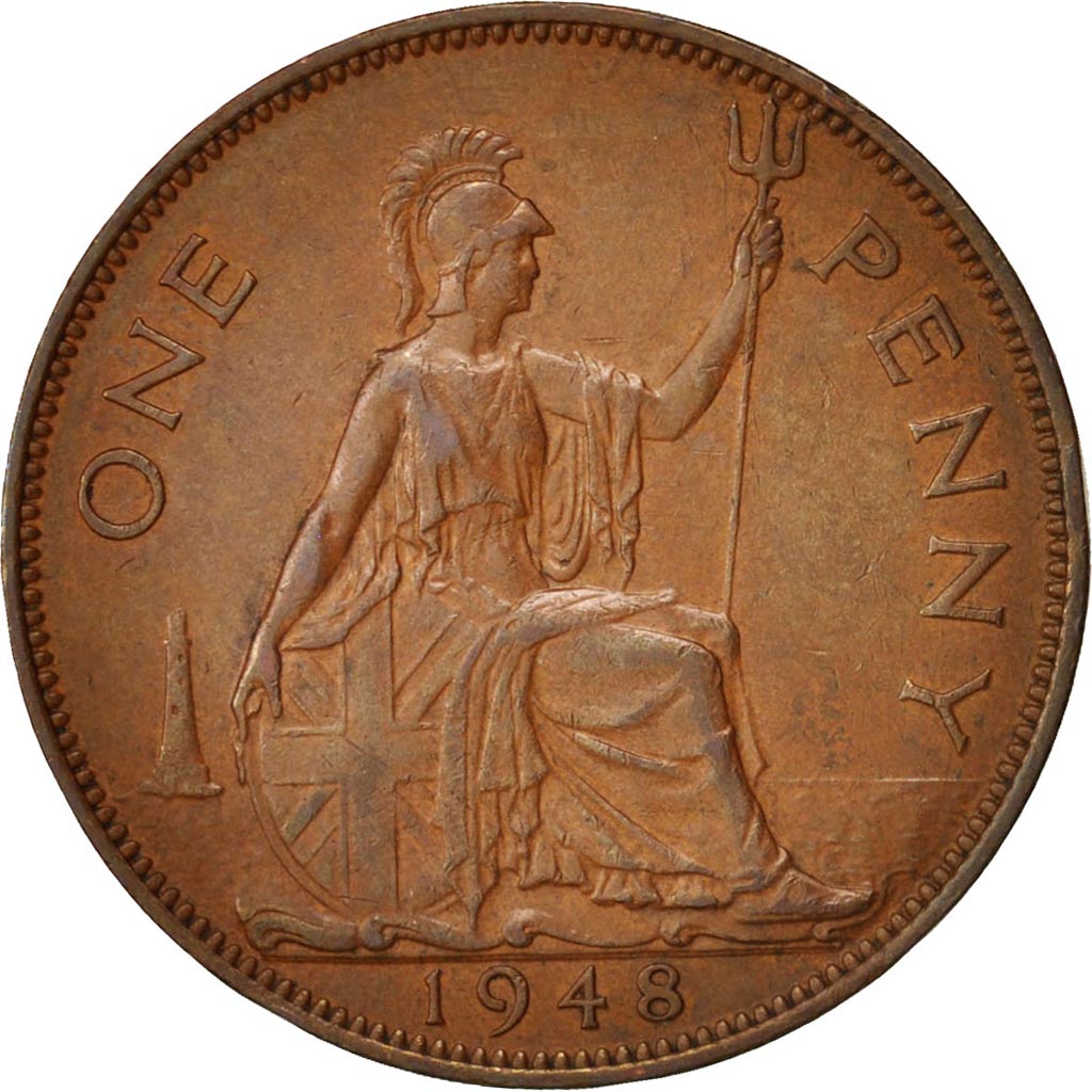 Coin, Great Britain, George VI, Penny, 1948, EF(40-45), Bronze, KM:845