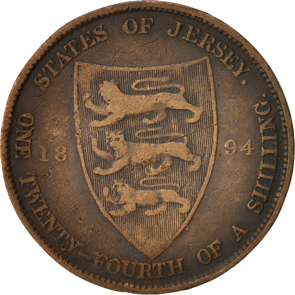 Jersey, Victoria, 1/24 Shilling, 1894, VF(20-25), Bronze, KM:7