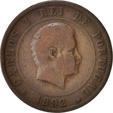 Portugal, Carlos I, 20 Reis, 1892, VF(20-25), Bronze, KM:533
