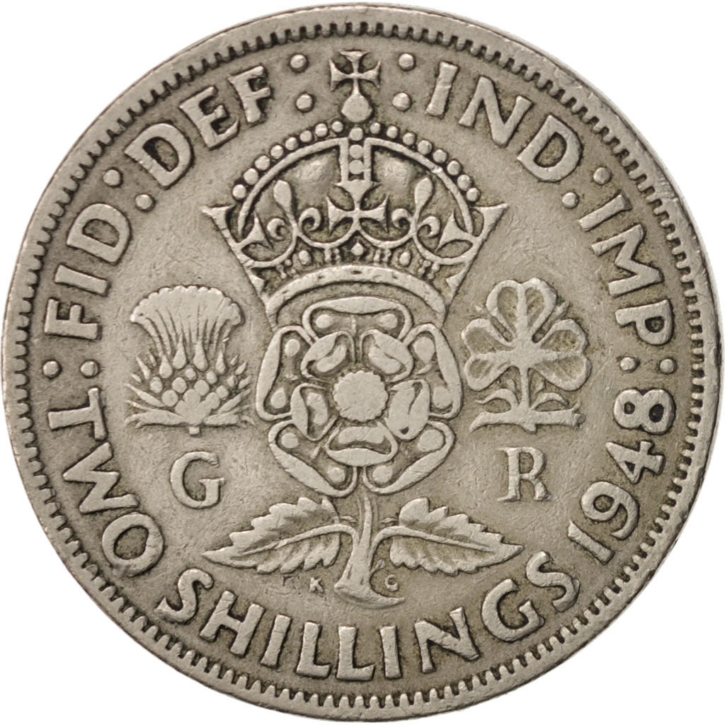 Great Britain, George VI, Florin, Two Shillings, 1948, EF(40-45), KM:865