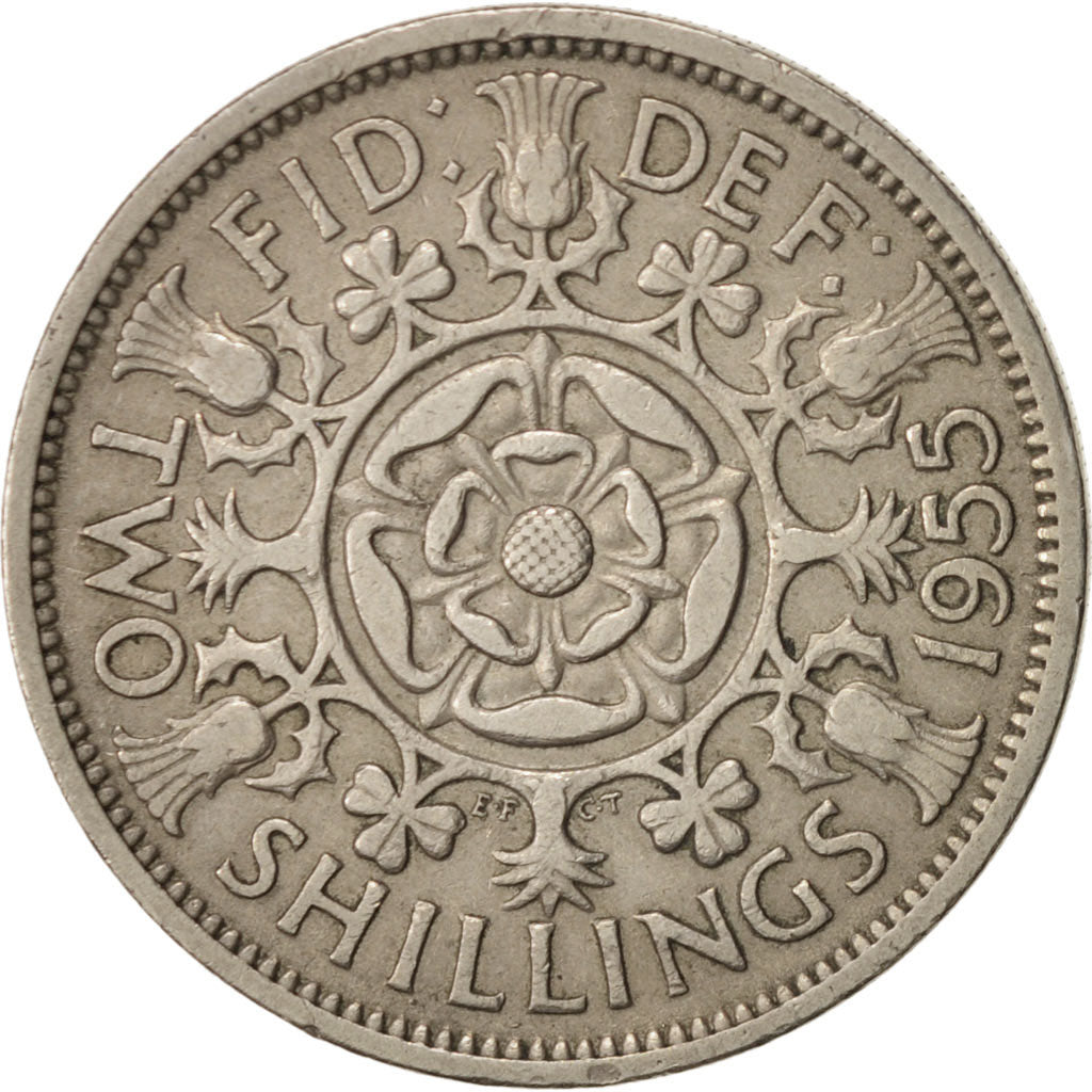 Great Britain, Elizabeth II, Florin, Two Shillings, 1955, VF(30-35), KM:906