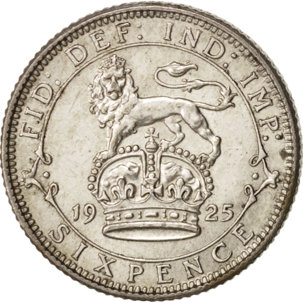 Great Britain, George V, 6 Pence, 1925, AU(55-58), Silver, KM:815a.1
