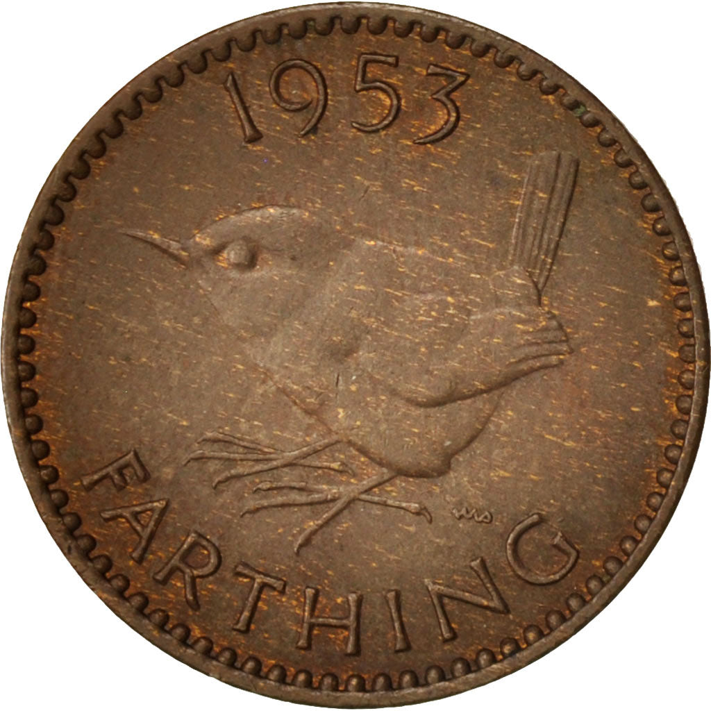Great Britain, Elizabeth II, Farthing, 1953, EF(40-45), Bronze, KM:881