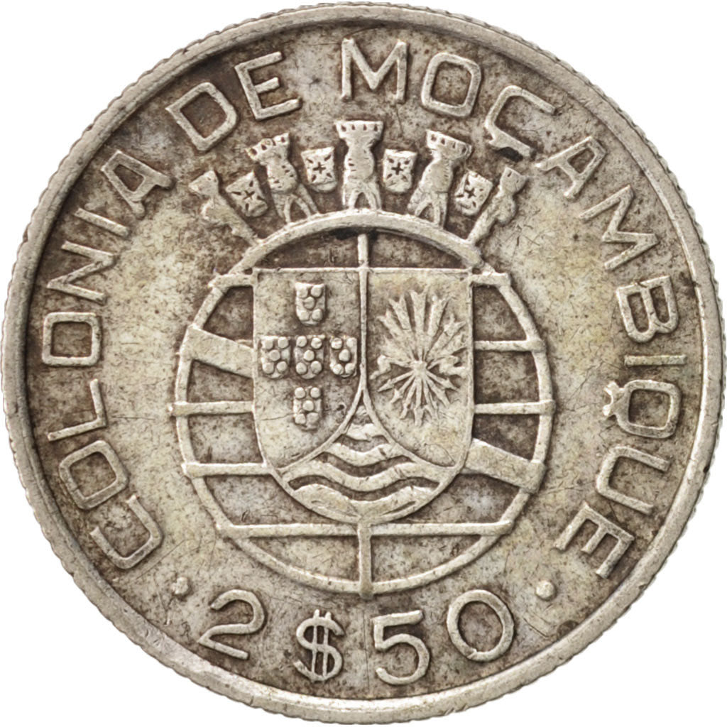 Mozambique, 2-1/2 Escudos, 1950, EF(40-45), Silver, KM:68