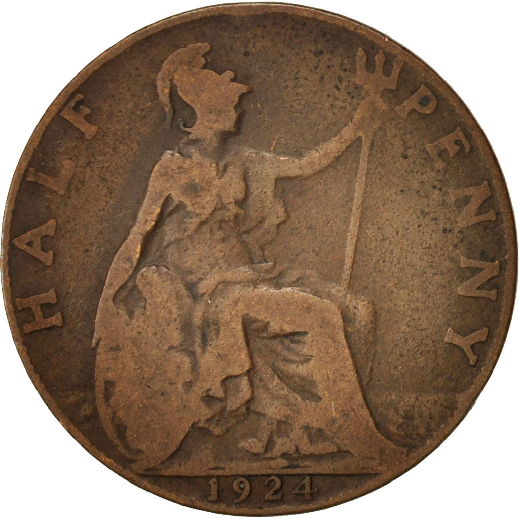 Moneta, Gran Bretagna, George V, 1/2 Penny, 1924, B+, Bronzo, KM:809