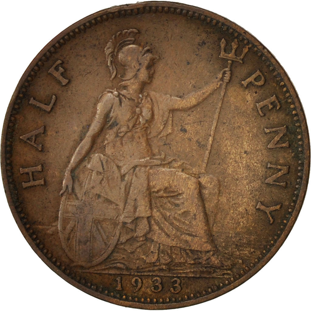Great Britain, George V, 1/2 Penny, 1933, VF(30-35), Bronze, KM:837