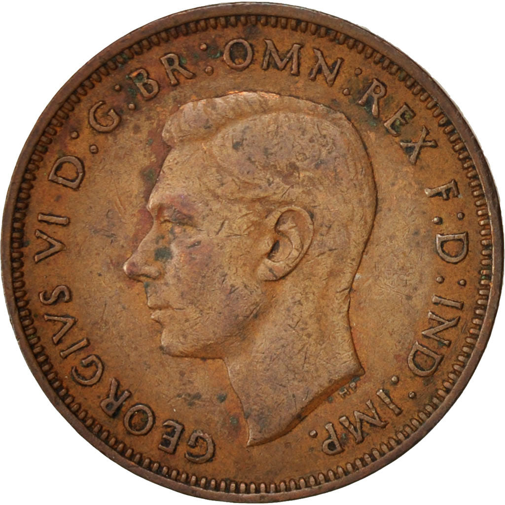 Great Britain, George VI, 1/2 Penny, 1943, VF(30-35), Bronze, KM:844