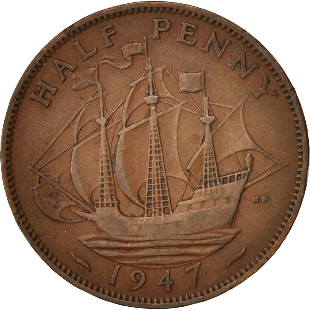 Moneta, Gran Bretagna, George VI, 1/2 Penny, 1947, MB, Bronzo, KM:844