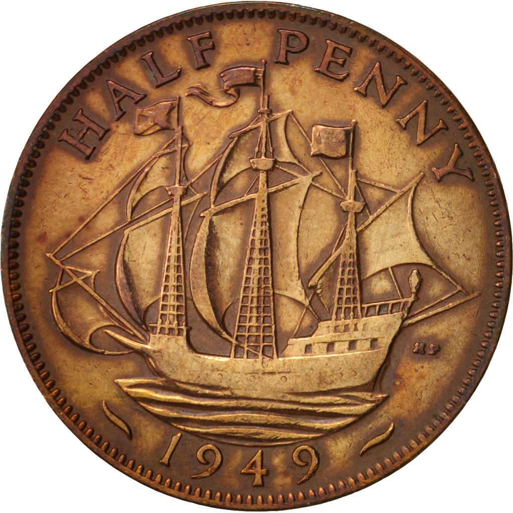 Coin, Great Britain, George VI, 1/2 Penny, 1949, EF(40-45), Bronze, KM:868