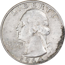 Coin, United States, Washington Quarter, Quarter, 1964, U.S. Mint, Denver